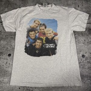 Vintage NSYNC Shirt Mens Large Gray Toltex Boy Band Graphic Tee Music 90s